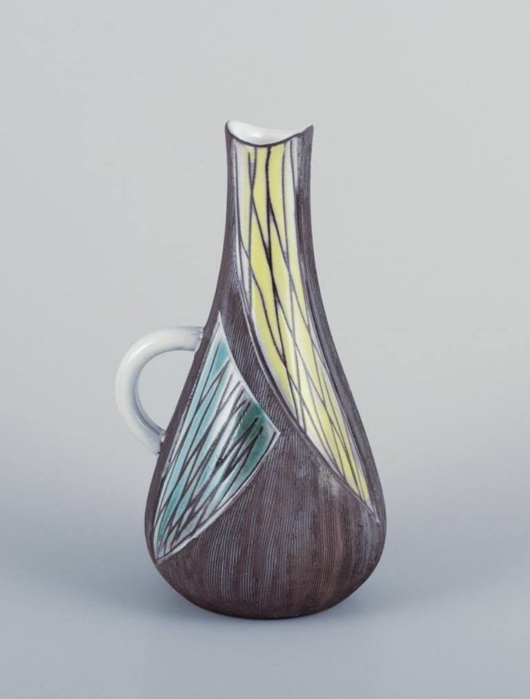 Scandinavian Modern Mari Simmulson for Upsala Ekeby. Ceramic vase and pitcher in modernist style. For Sale
