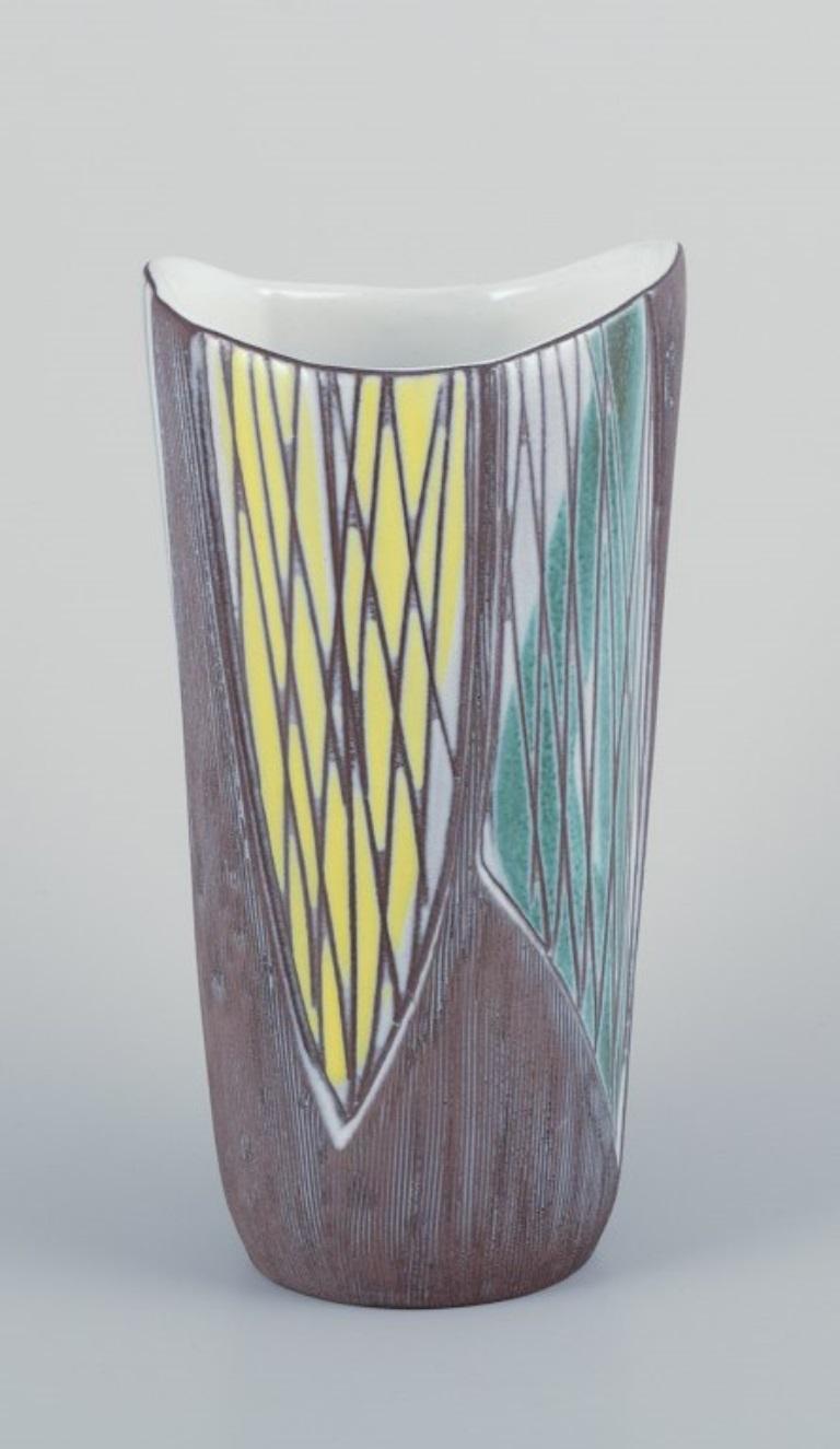 Glazed Mari Simmulson for Upsala Ekeby. Ceramic vase and pitcher in modernist style. For Sale
