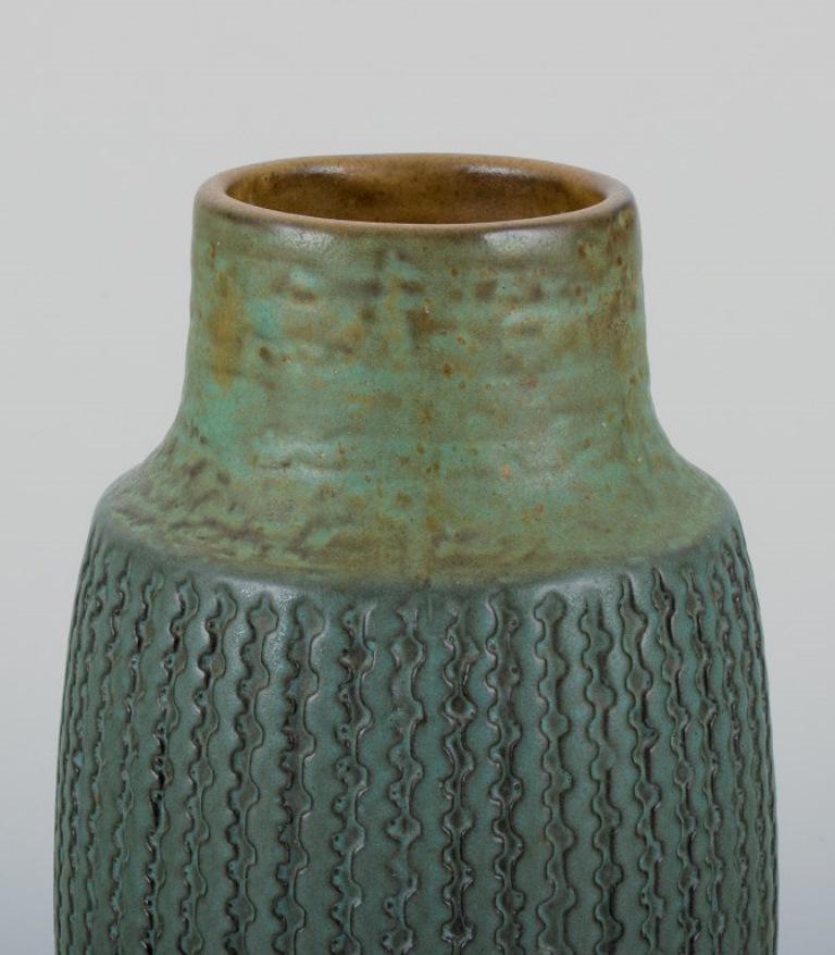 Scandinavian Modern Mari Simmulson for Upsala Ekeby. Ceramic vase with a geometric pattern. For Sale