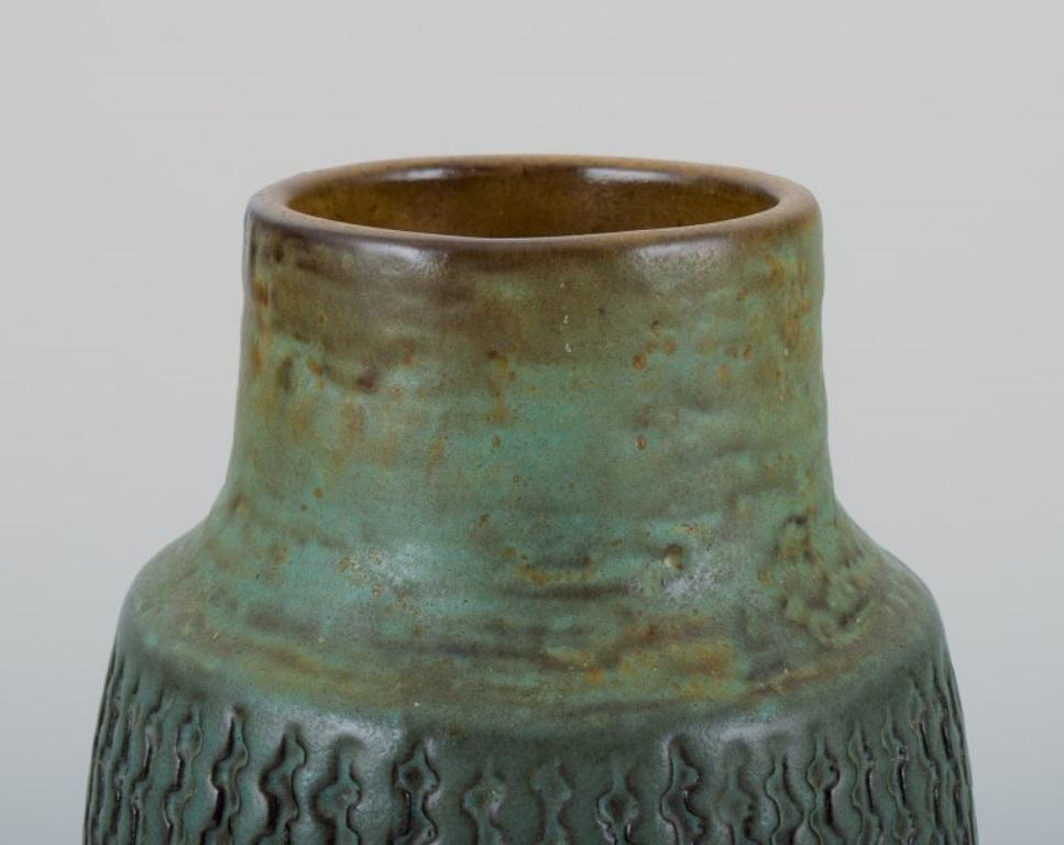 Glazed Mari Simmulson for Upsala Ekeby. Ceramic vase with a geometric pattern. For Sale