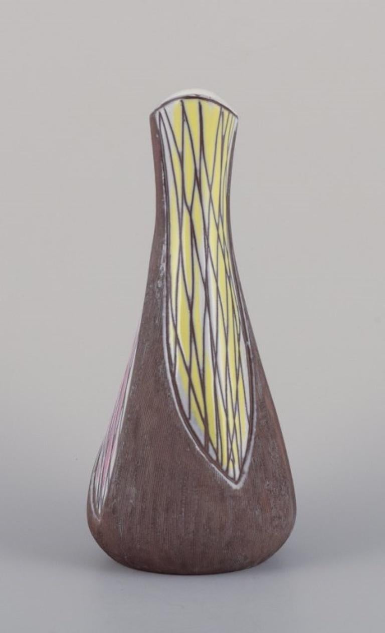 Scandinavian Modern Mari Simmulson  for Upsala Ekeby. Ceramic vase with abstract motif For Sale