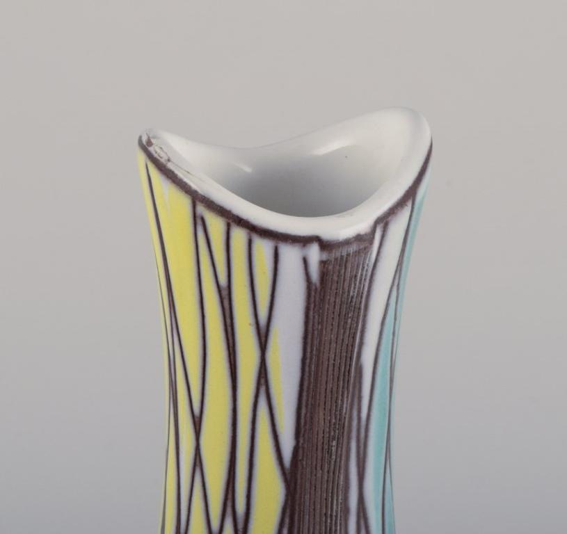 Glazed Mari Simmulson  for Upsala Ekeby. Ceramic vase with abstract motif For Sale