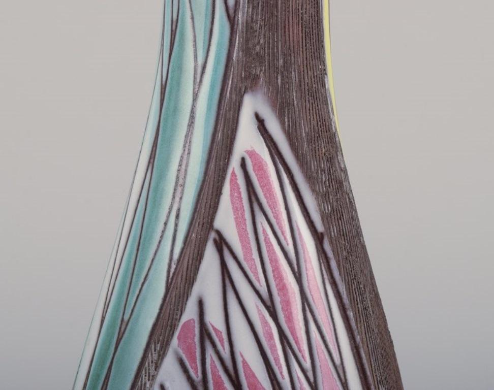 Mid-20th Century Mari Simmulson  for Upsala Ekeby. Ceramic vase with abstract motif For Sale