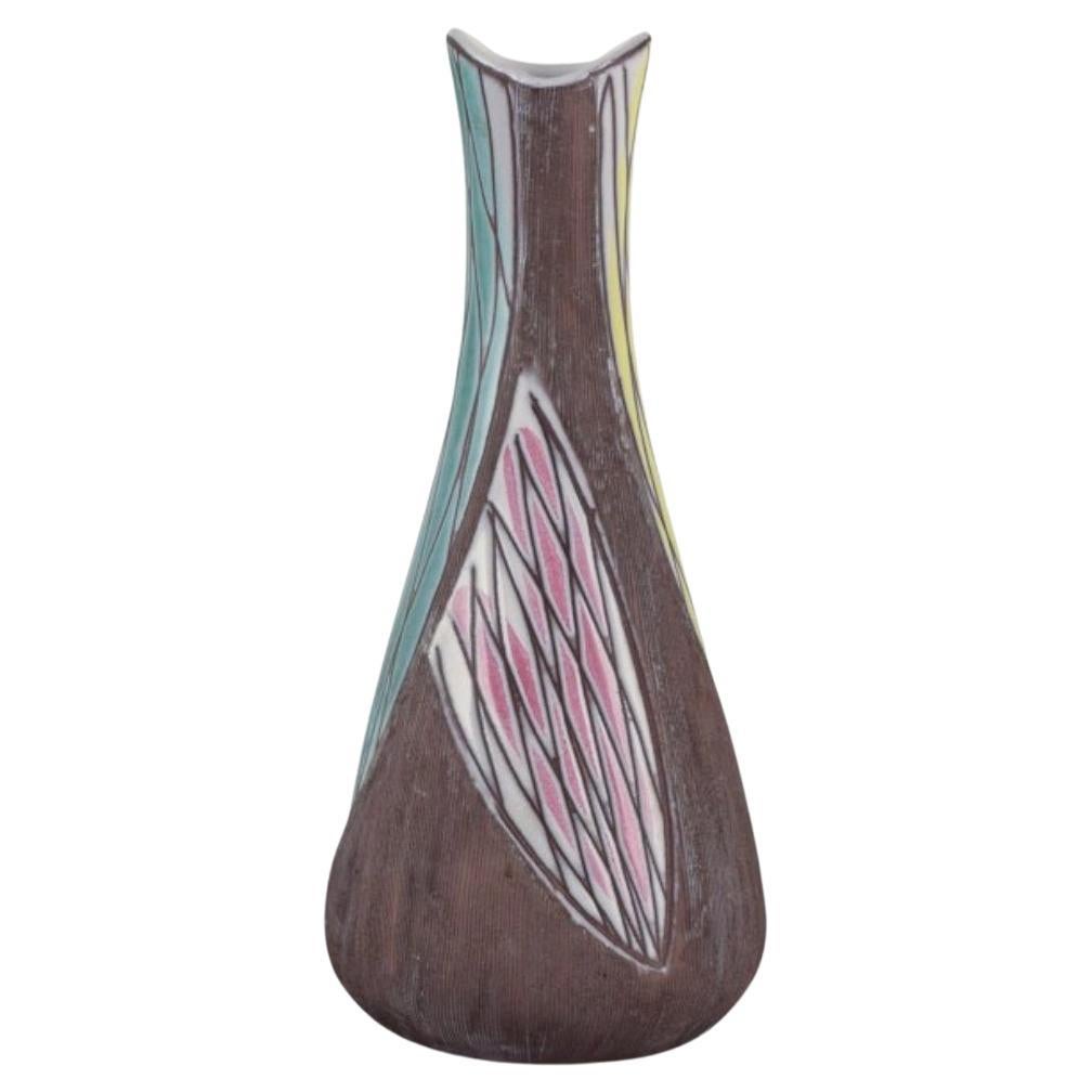 Mari Simmulson  for Upsala Ekeby. Ceramic vase with abstract motif For Sale