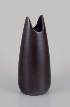 Mari Simmulson for Upsala Ekeby. Ceramic vase with dark brown glaze.