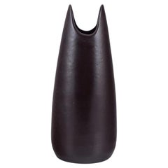 Mari Simmulson for Upsala Ekeby. Ceramic vase with dark brown glaze.
