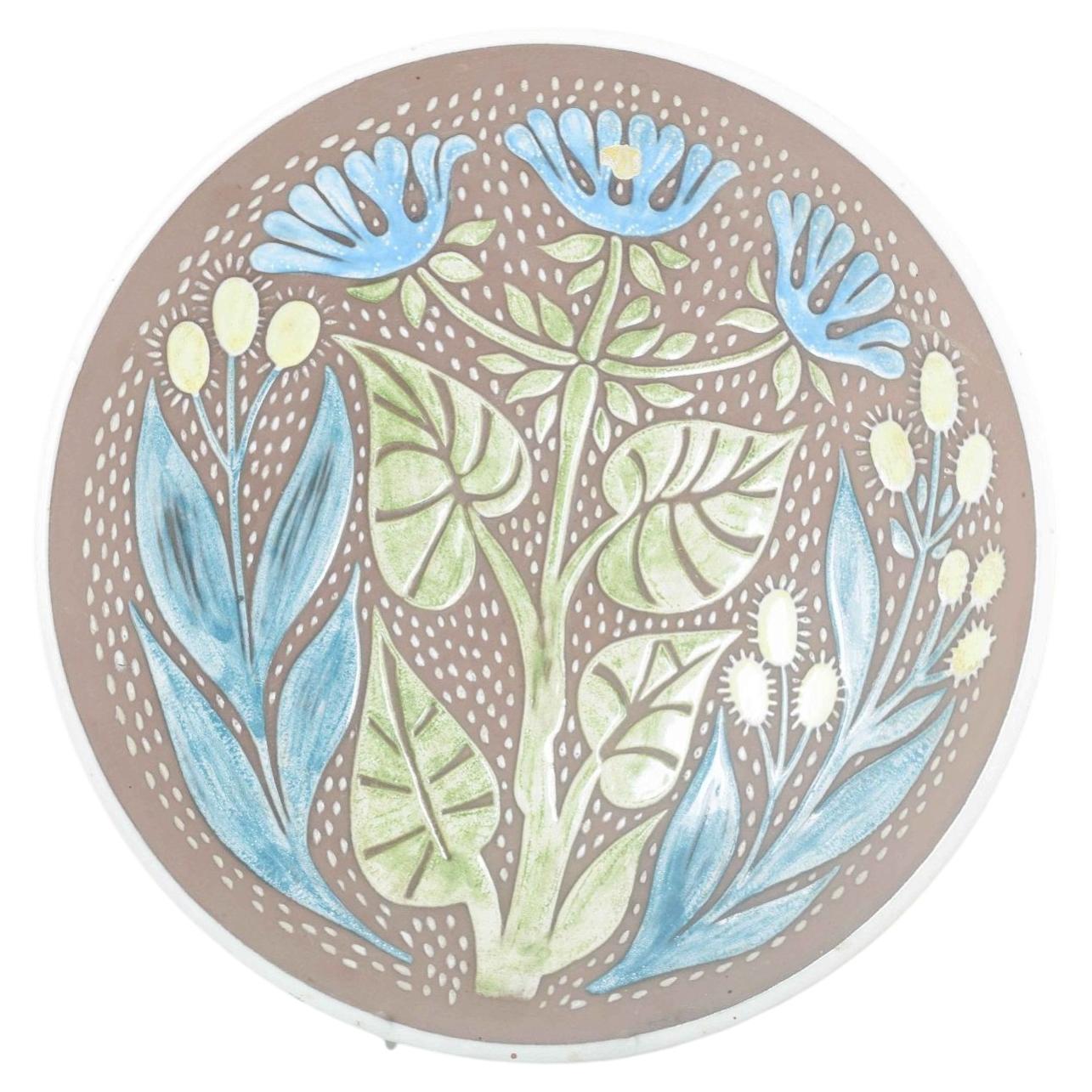 Mari Simmulson for Upsala-Ekeby. Decorative ceramic dish with floral pattern