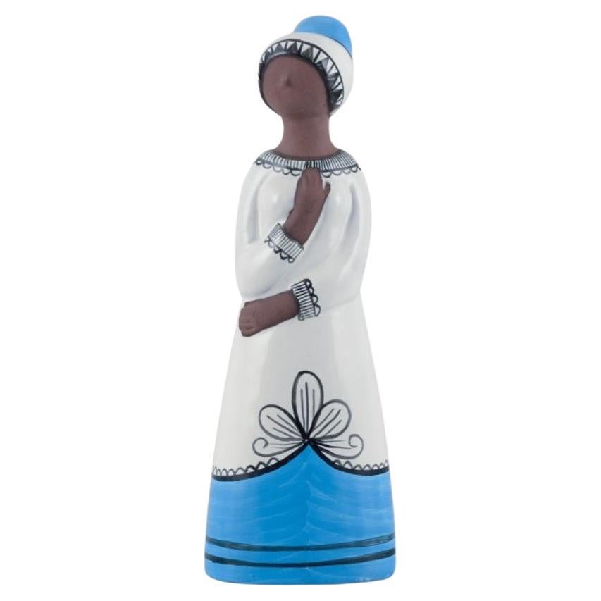 Mari Simmulson for Upsala Ekeby. Large ceramic figurine of woman. For Sale