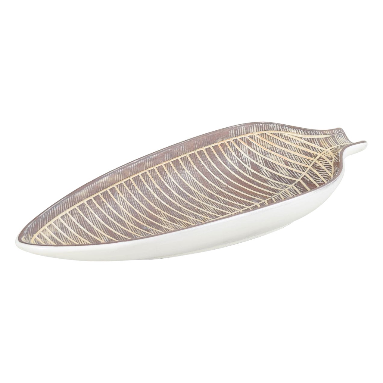 Mari Simmulson for Upsala Ekeby. Large leaf-shaped dish in ceramic. 1960s For Sale