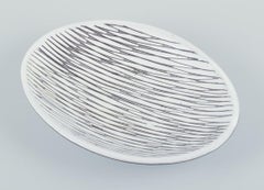 Mari Simmulson for Upsala Ekeby.  Low ceramic bowl with line pattern