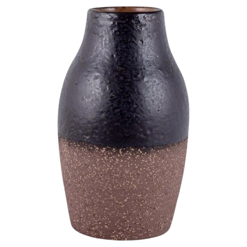 Mari Simmulson for Upsala Ekeby. Onyx ceramic vase with glaze in black hues
