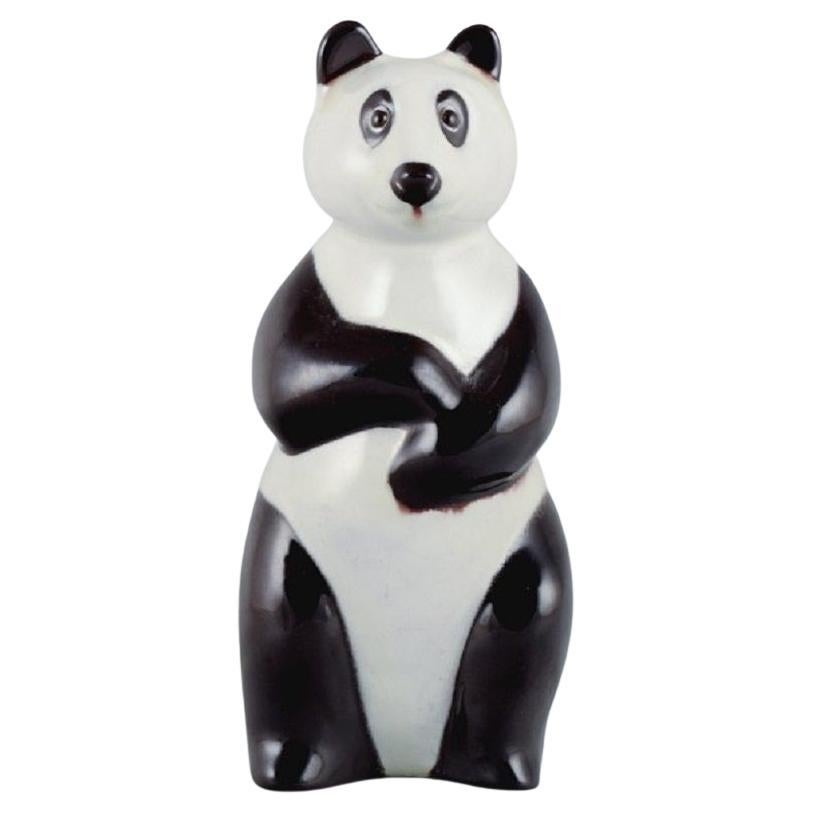 Mari Simmulson for Upsala Ekeby, Rare Hand Painted Ceramic Panda Figure For Sale
