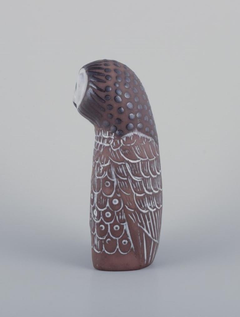 Scandinavian Modern Mari Simmulson for Upsala Ekeby, Sweden. Ceramic owl sculpture. 1960s.  For Sale