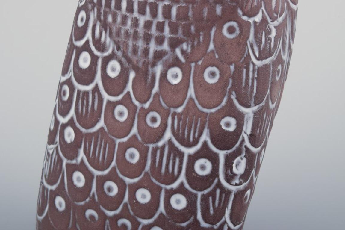 Mid-20th Century Mari Simmulson for Upsala Ekeby, Sweden. Ceramic owl sculpture. 1960s.  For Sale
