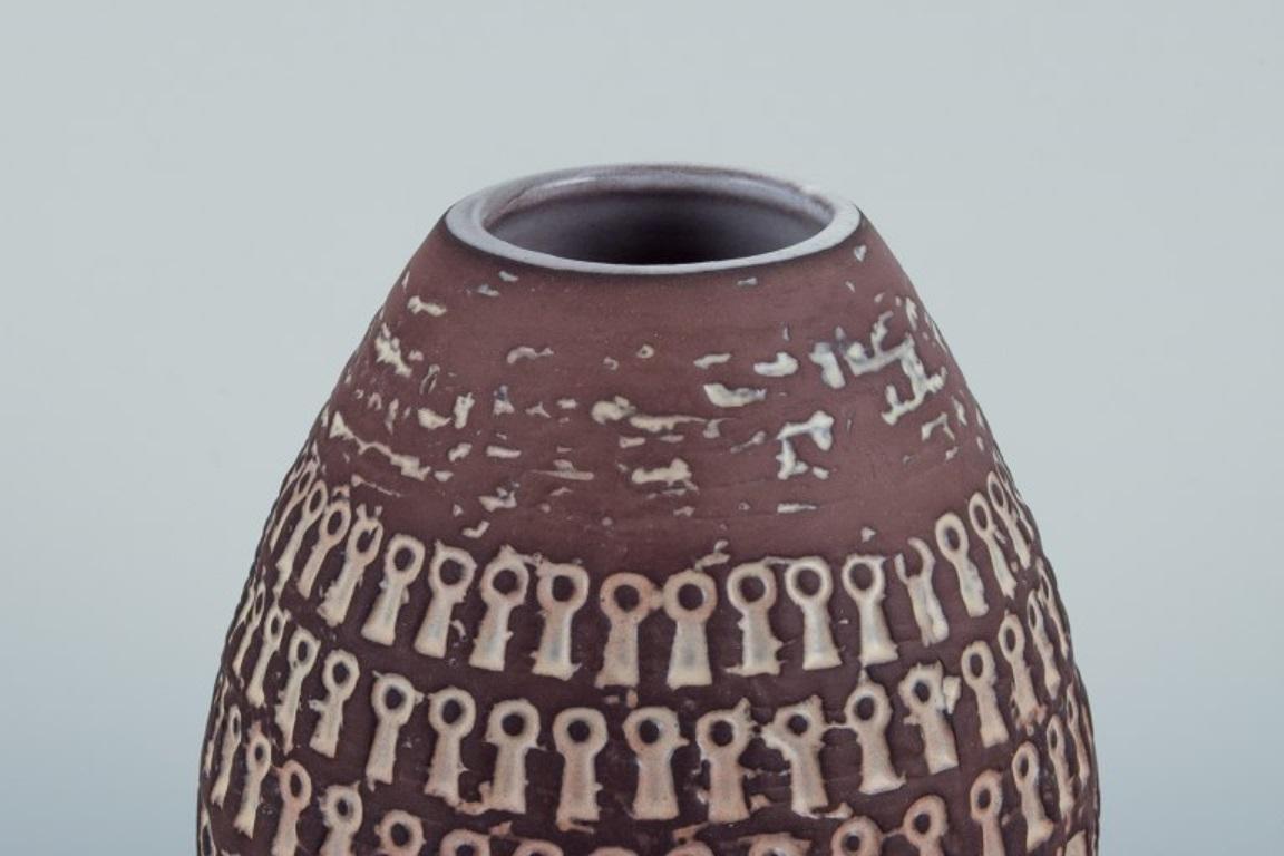 Scandinavian Modern Mari Simmulson for Upsala Ekeby, Sweden. Ceramic vase in modernist style. For Sale