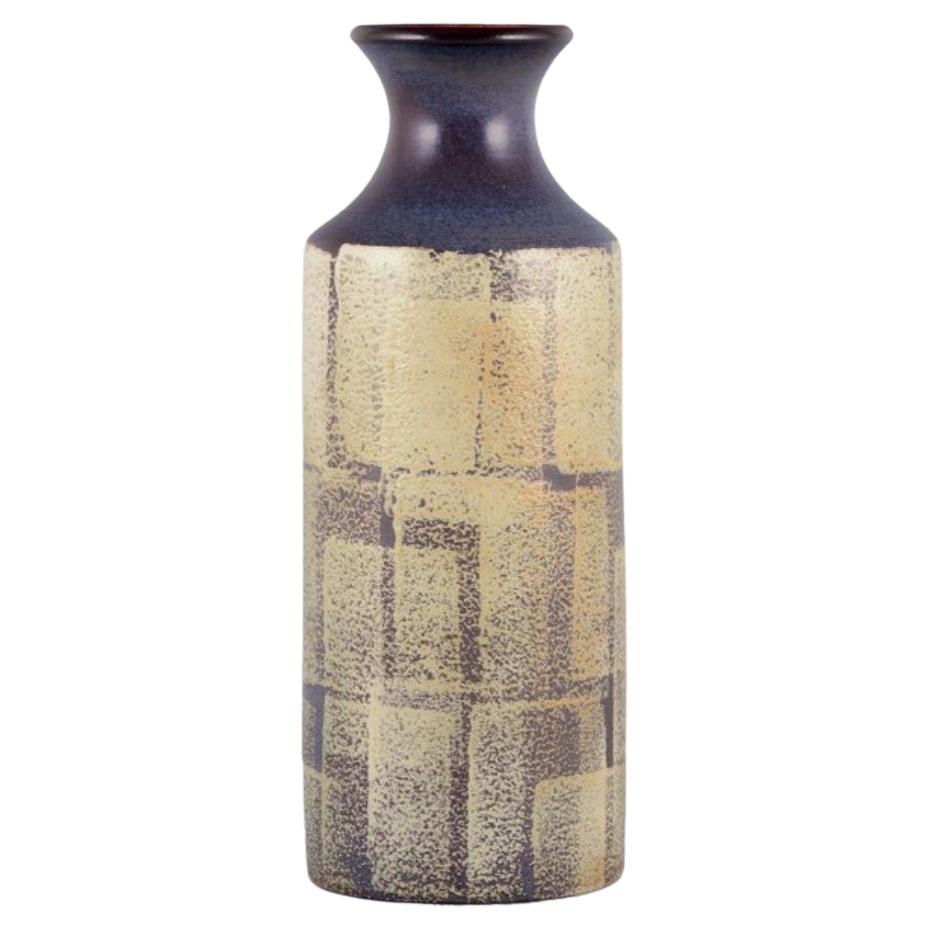 Mari Simmulson for Upsala Ekeby, Sweden. Ceramic vase with geometric pattern For Sale