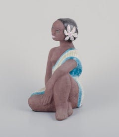 Mari Simmulson for Upsala-Ekeby, Sweden. Rare ceramic figurine of Tahitian woman