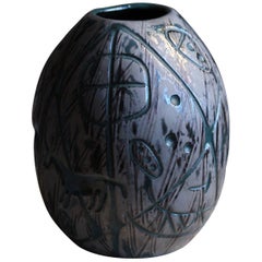 Mari Simmulson, ”Hedenhös” Vase, Glazed Stoneware, Upsala Ekeby, Sweden, 1957