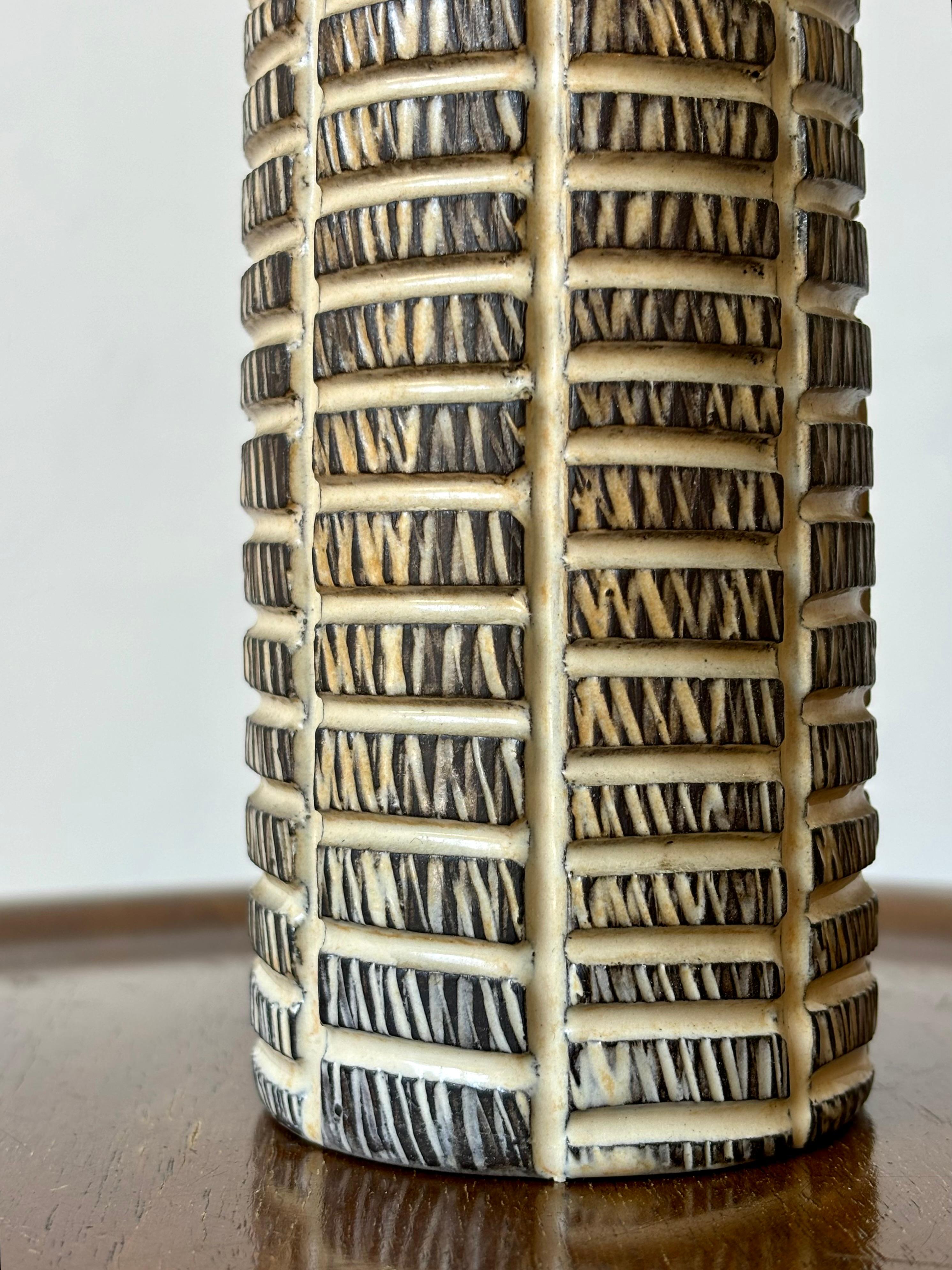 Swedish Mari Simmulson 1957 Senegal Series Slender Stoneware Vase For Sale