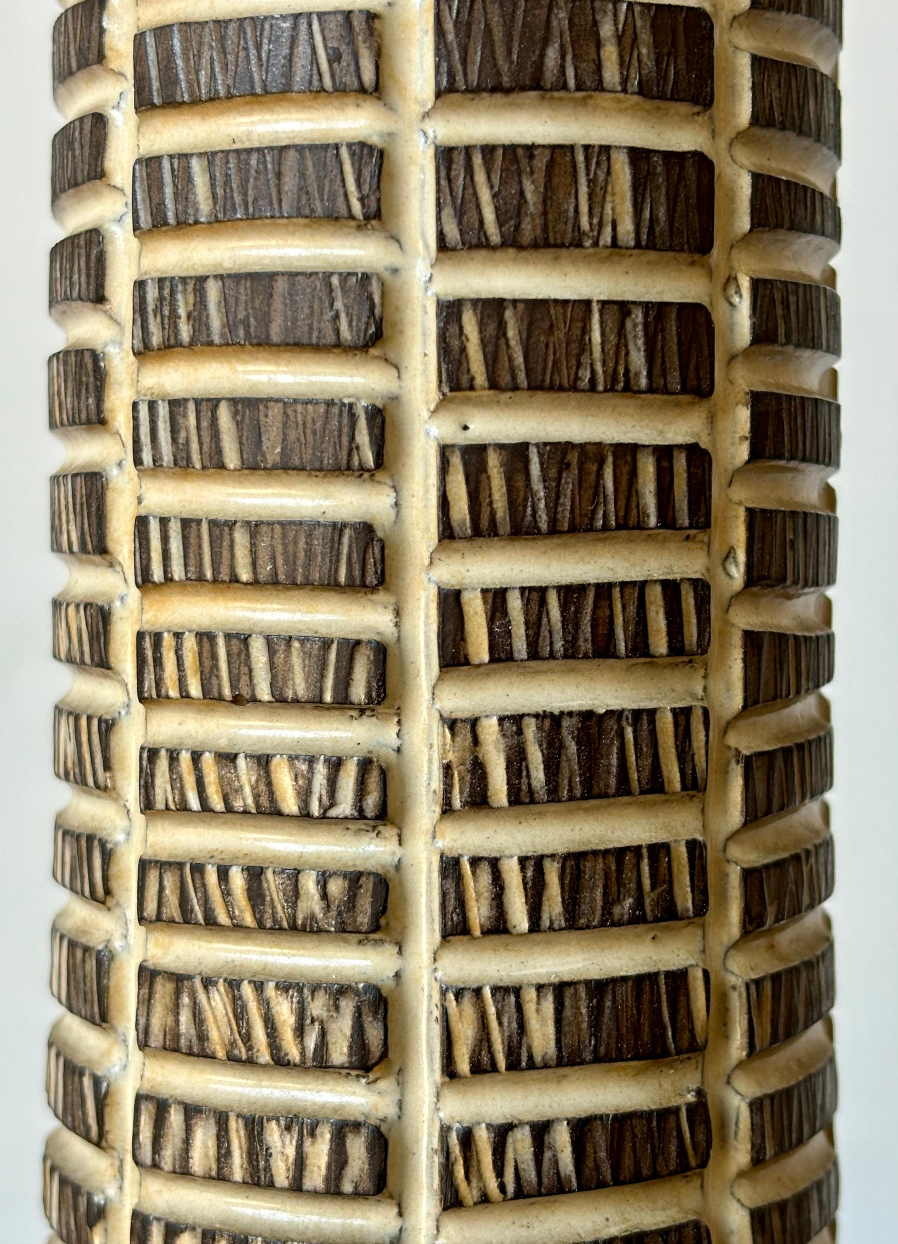 Unglazed Mari Simmulson 1957 Senegal Series Slender Stoneware Vase For Sale