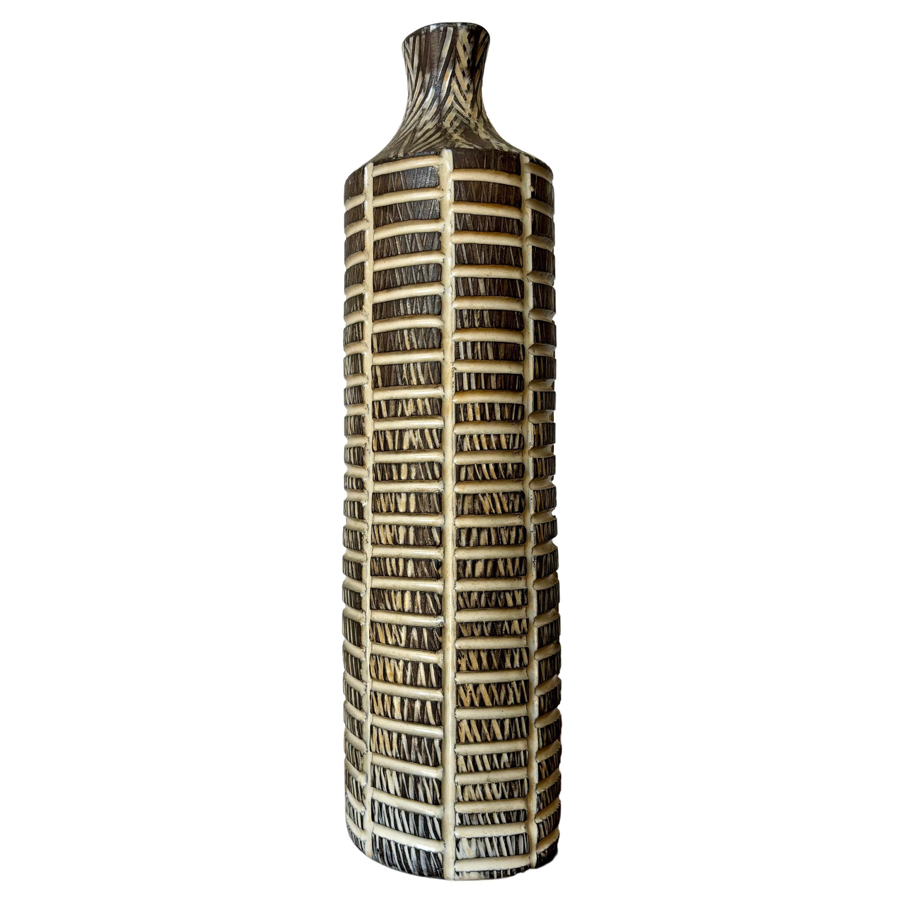 Mari Simmulson 1957 Senegal Series Slender Stoneware Vase For Sale