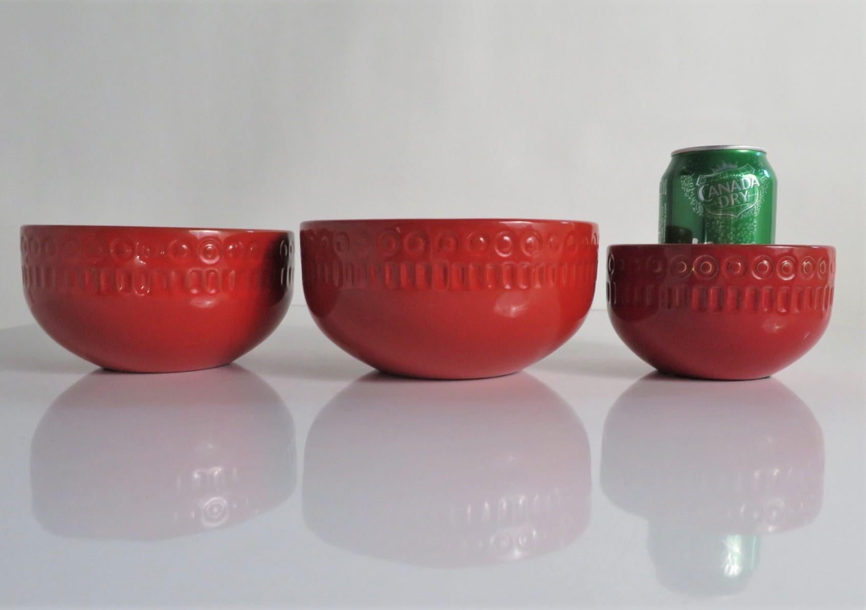 Mid-20th Century Mari Simmulson Set Mid-Century Modern Ceramic Bowls Upsala Ekeby, Sweden 1960s