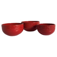 Mari Simmulson Set Mid-Century Modern Ceramic Bowls Upsala Ekeby, Sweden 1960s