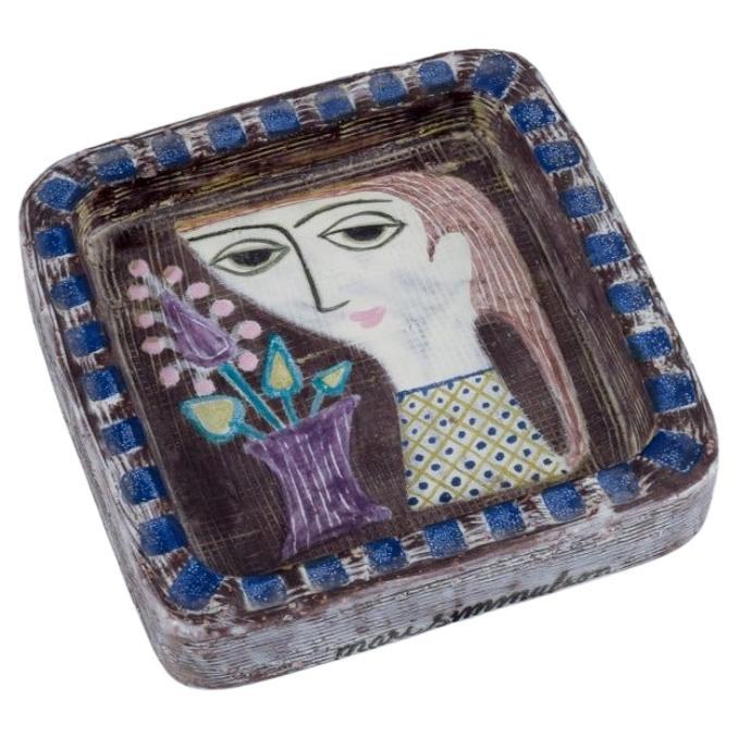 Mari Simmulson, Upsala Ekeby. Ceramic bowl. Motif of woman's face and flower. For Sale