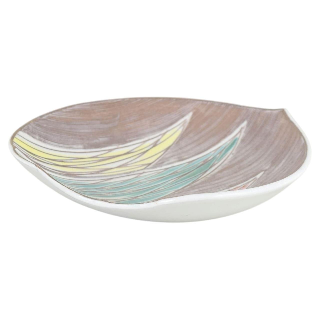 Mari Simmulson, Upsala Ekeby. Ciotola rotonda in ceramica con motivo geometrico.