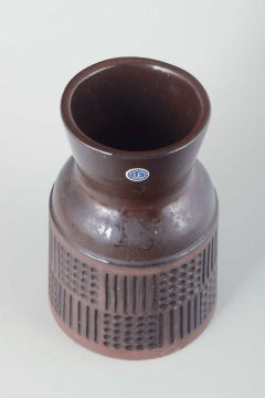 Mari Simmulson, Upsala-Ekeby. Stoneware vase with geometric relief pattern.