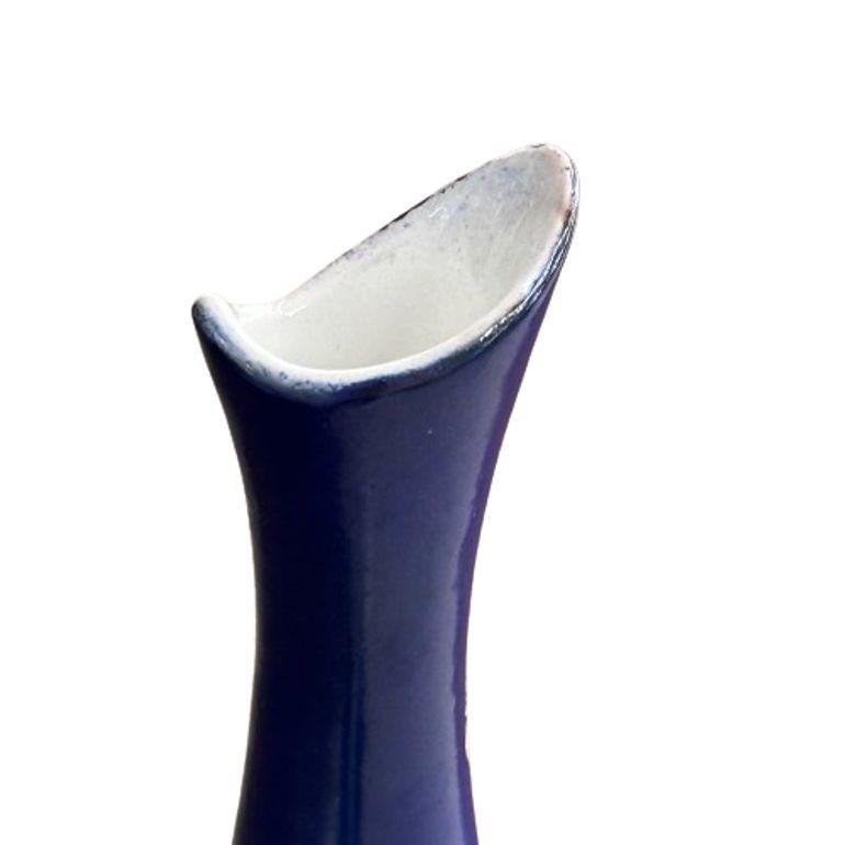 Mari Simmulson, Upsala Ekeby, Swedish Mid-Century Modern Blue Ceramic Vase, 1954 For Sale 1