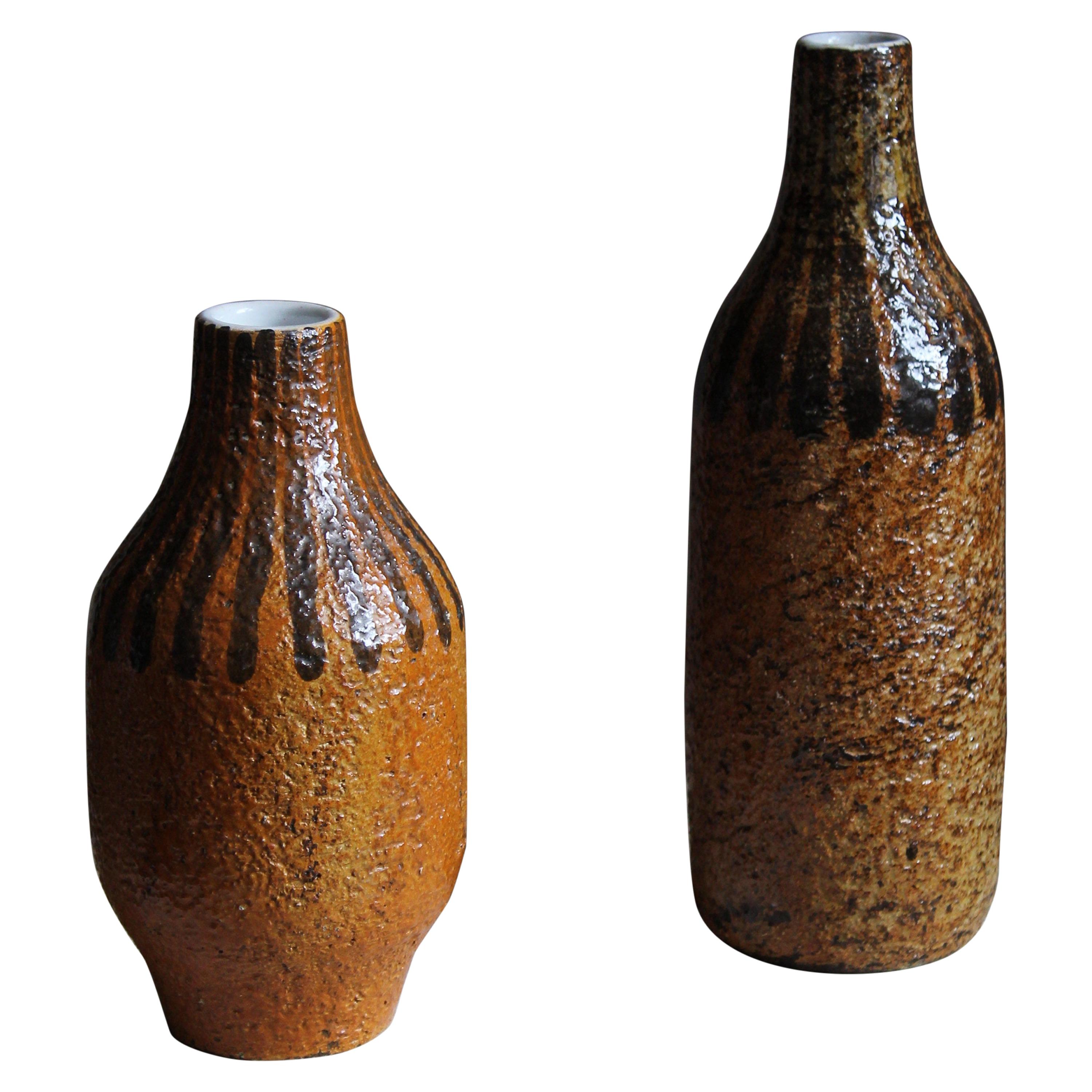 Mari Simmulson, Vases, Glazed and Hand-Painted Stoneware, Sweden, C. 1950s