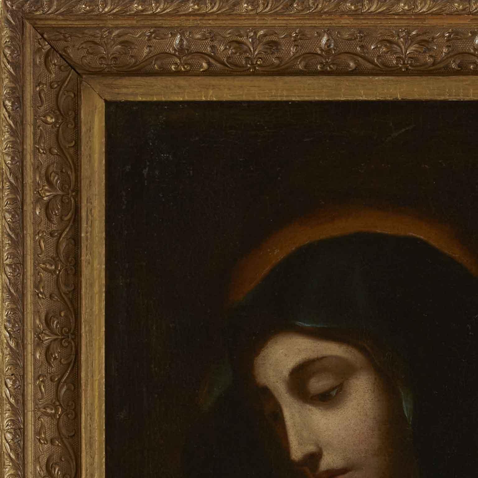Baroque Maria Addolorata Peinture religieuse italienne de 1700 Huile sur toile
