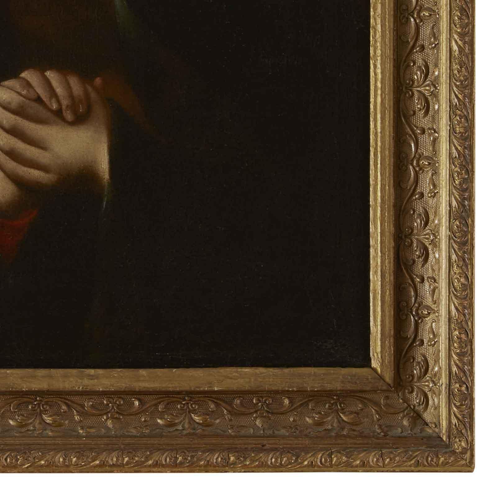 Maria Addolorata Peinture religieuse italienne de 1700 Huile sur toile Bon état à Milano, MI