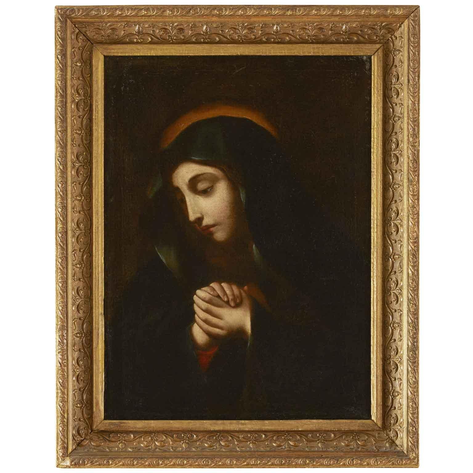 18th Century Maria Addolorata Peinture religieuse italienne de 1700 Huile sur toile