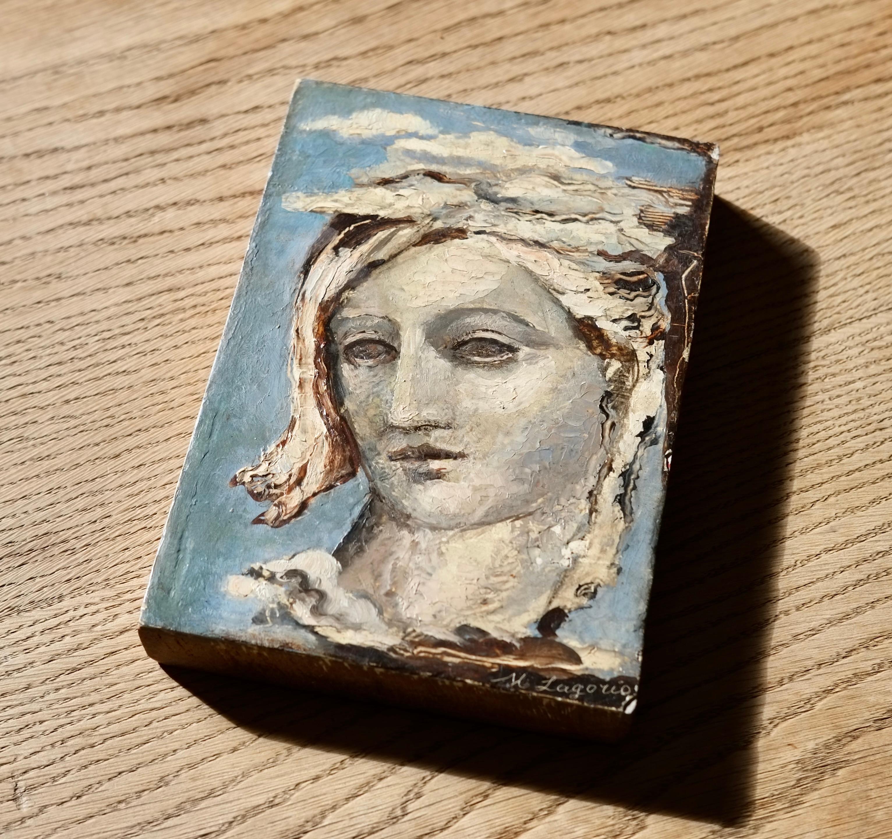 20th Century Maria Alexandrovna Lagorio (1893-1979), Virgin, Oil On Panel For Sale