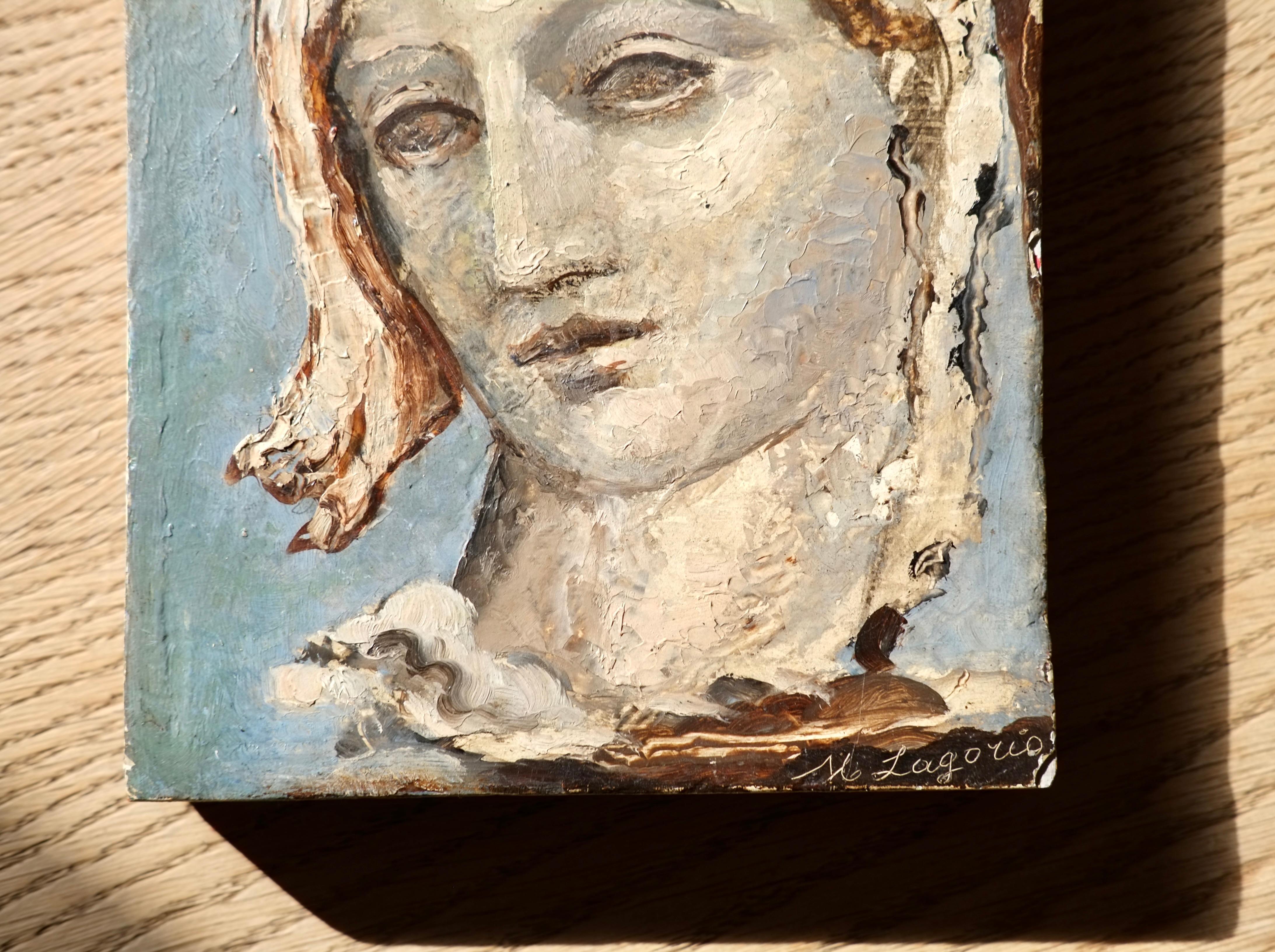 Wood Maria Alexandrovna Lagorio (1893-1979), Virgin, Oil On Panel For Sale