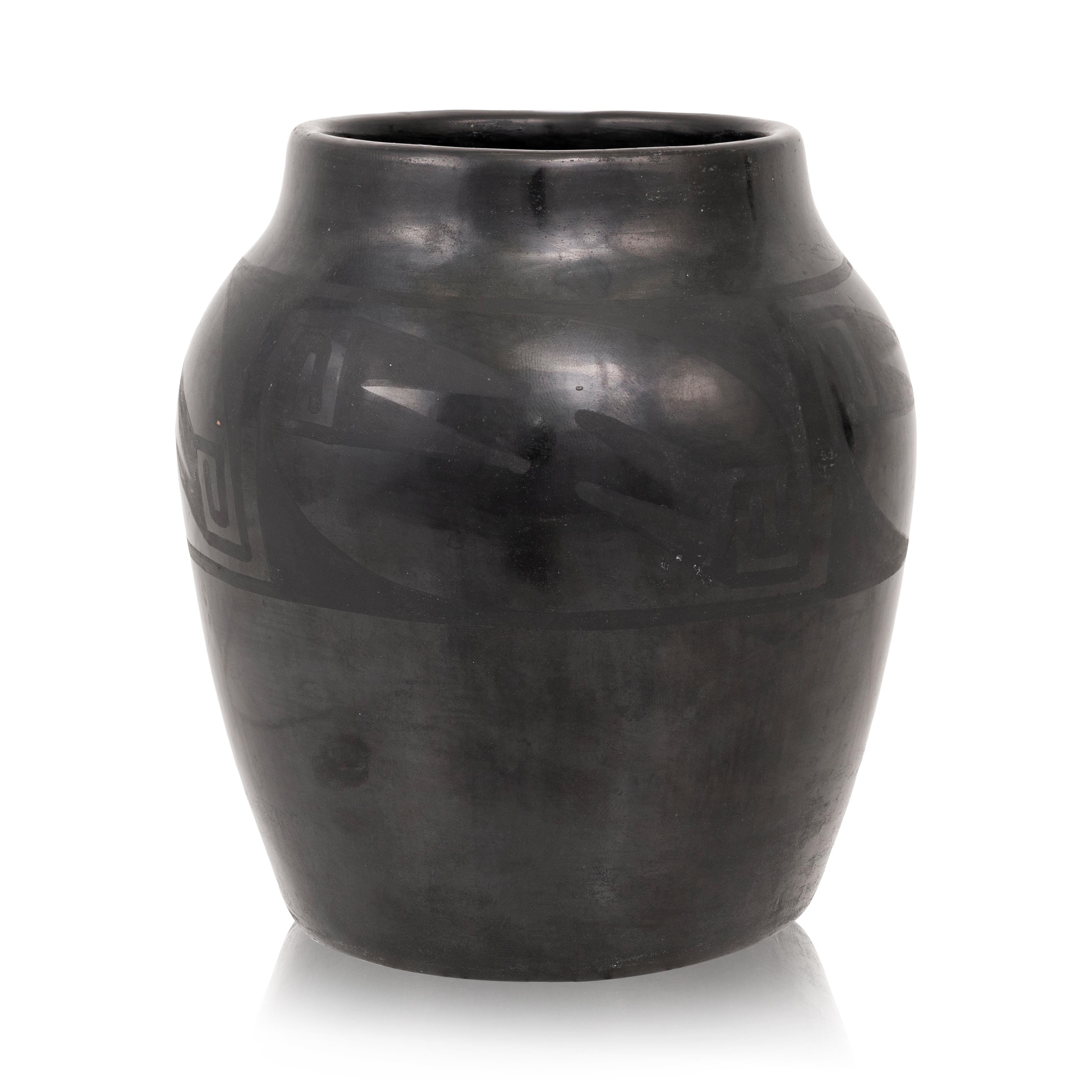Hand-Crafted Maria and Julian Martinez Black Ware Pottery Jar For Sale