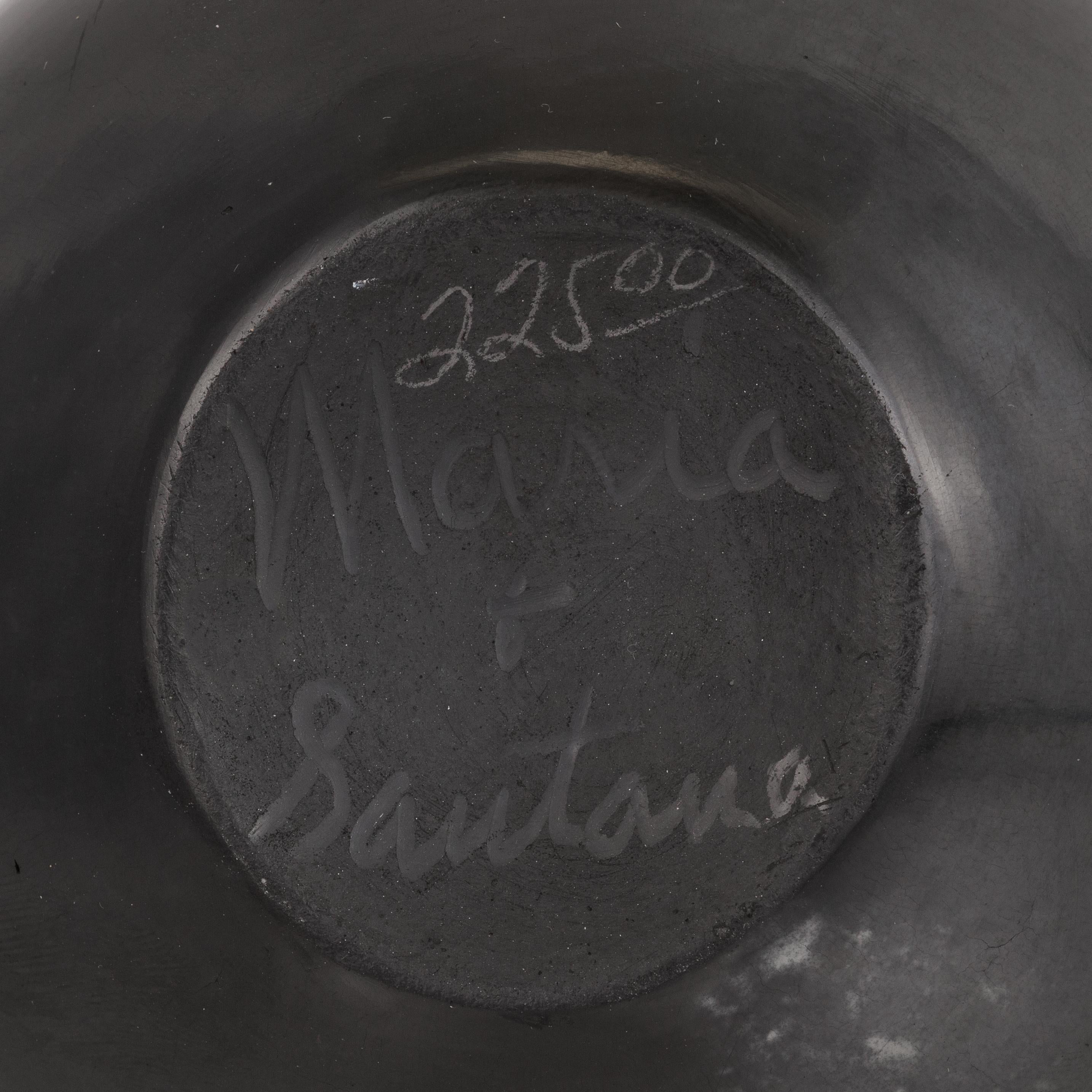Native American Maria and Santana Martinez Black Ware Pottery Bowl For Sale