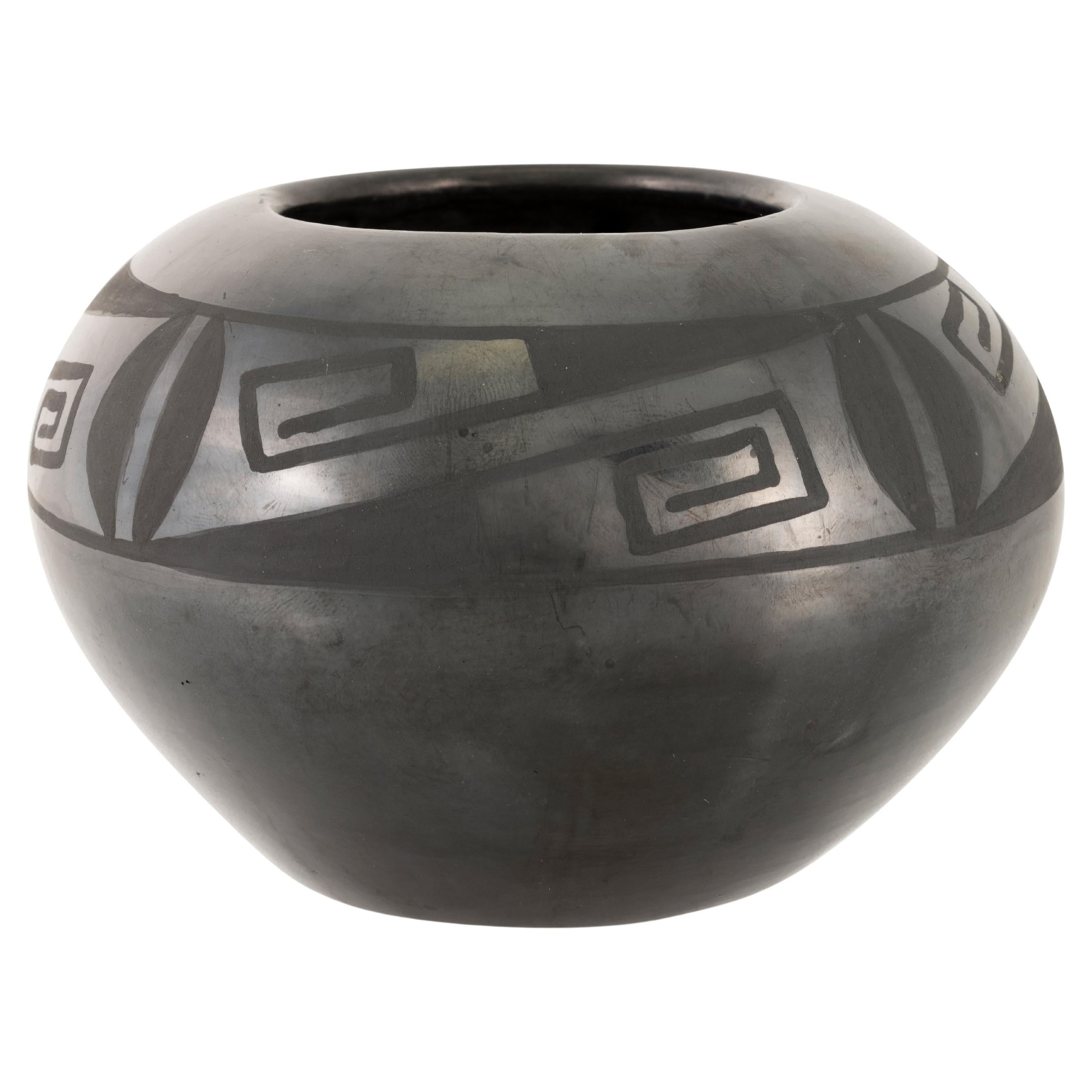 Maria and Santana Martinez Black Ware Pottery Bowl For Sale