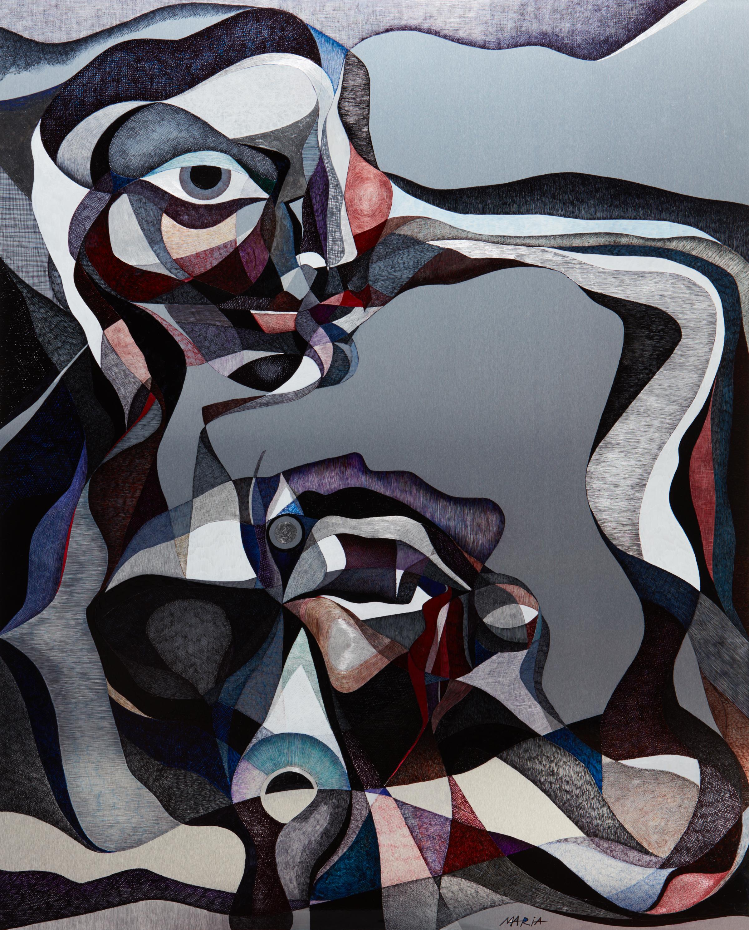 Maria Astadjov, Modernes abstraktes Gemälde am Rande des Traums von jemandem Else, 2018 (Handbemalt) im Angebot