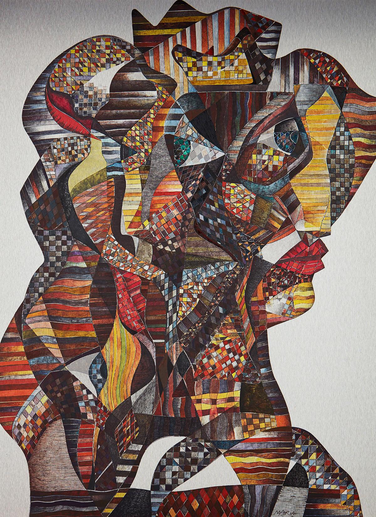 Maria Astadjov Modernes abstraktes Gemälde mit dem Titel „Still Million Miles from You“, 2018 (Handbemalt) im Angebot