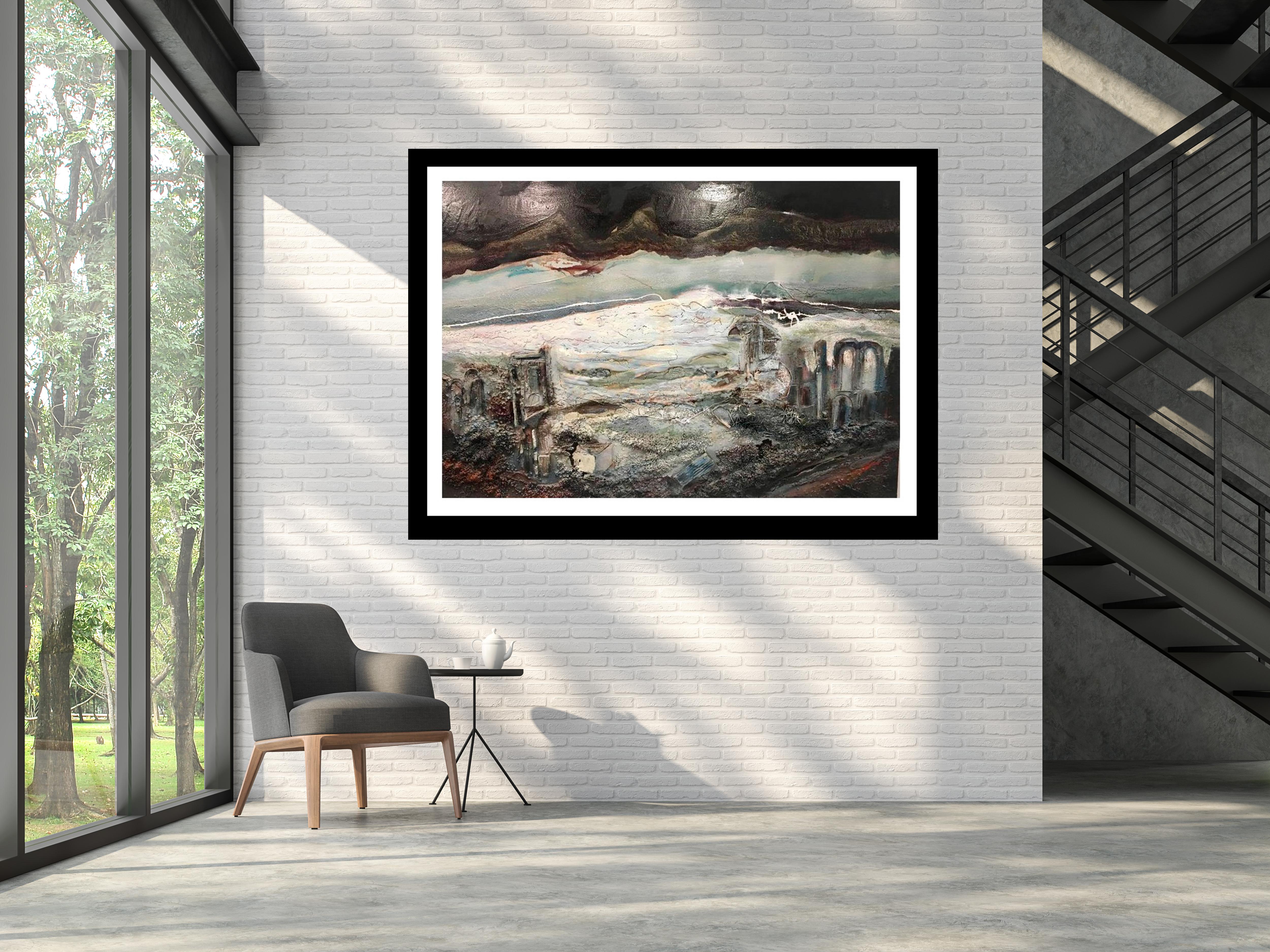 RAVENTOS  Ciudad Gran Tsunami pintura acrílica original en abstracto en venta 3