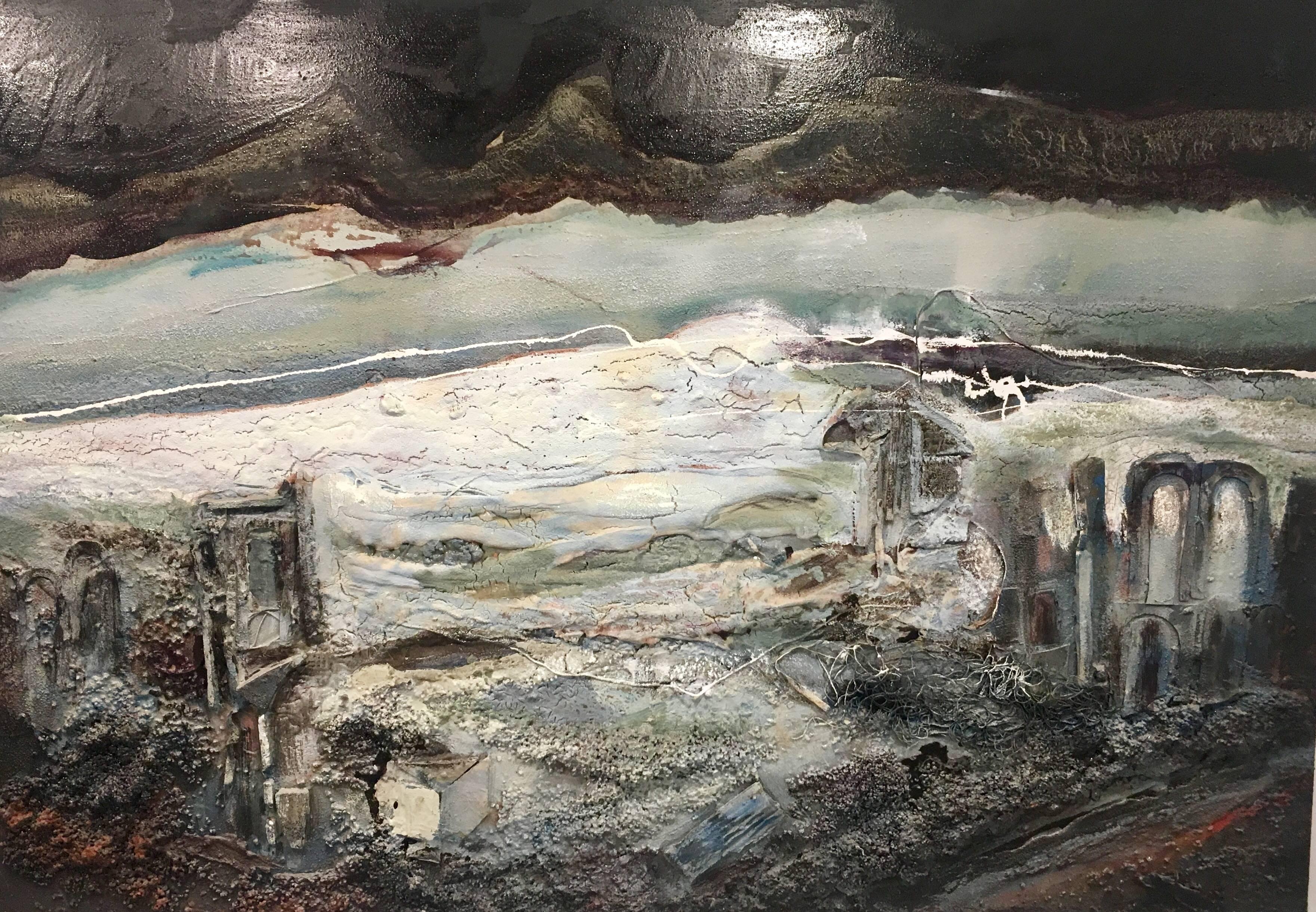 RAVENTOS  City Big Tsunami original abrstract acrylic painting 