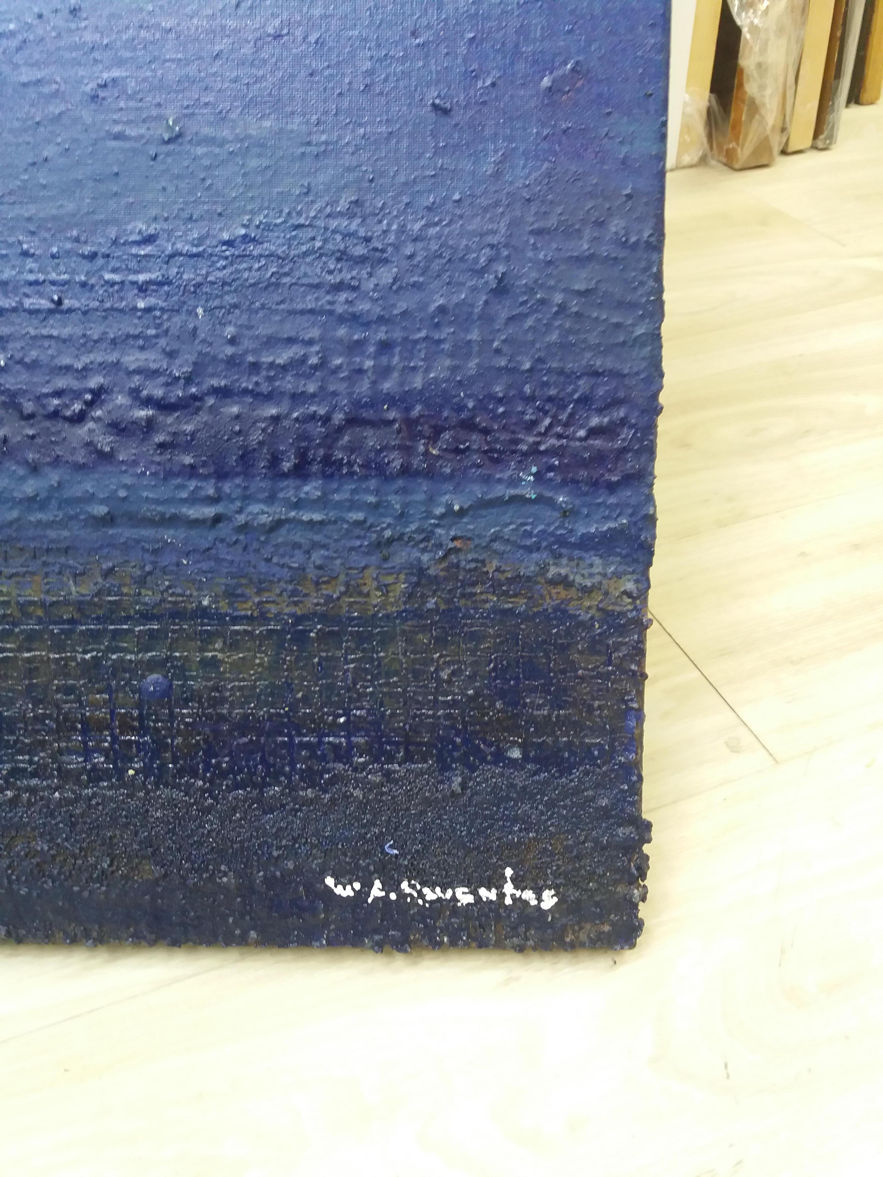 Raventos  SEA AND BLUE SKY  original expressionist mixed media canvas  - Expressionist Painting by Maria Asuncion Raventos