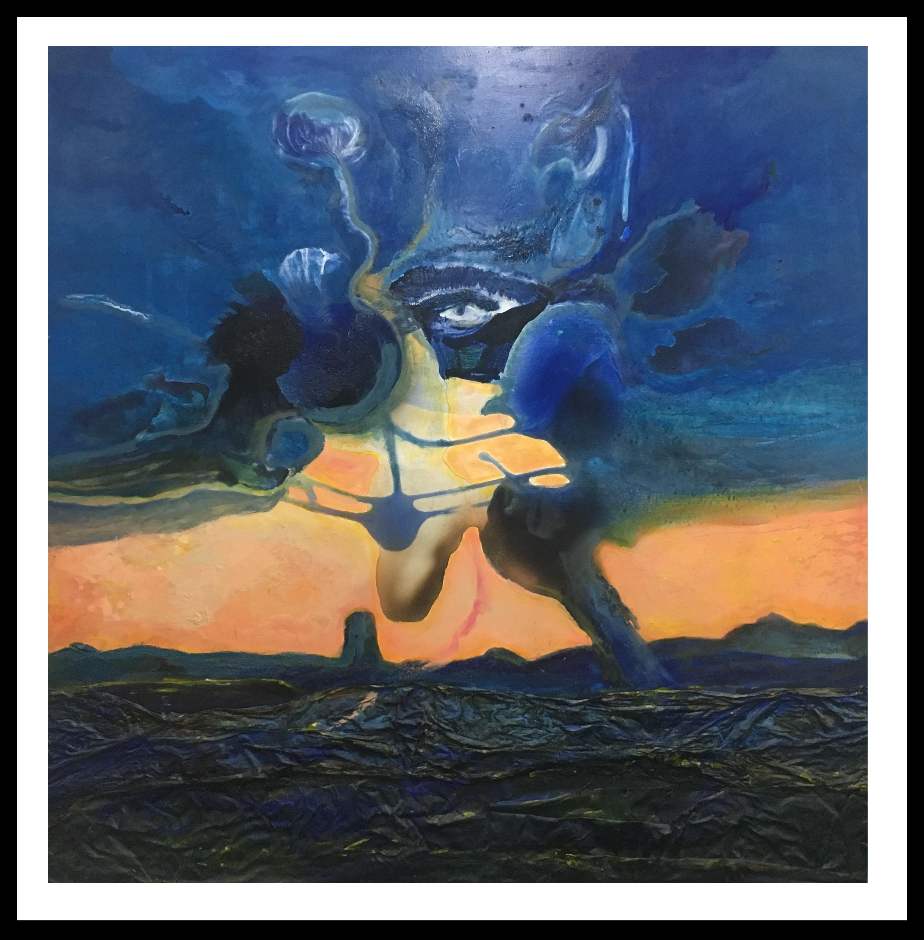 Maria Asuncion Raventos Abstract Painting -  Blue storm" original abstract acrylic painting