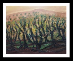 Raventos   Paisaje de Vineyar  Gran pintura expresionista en técnica mixta
