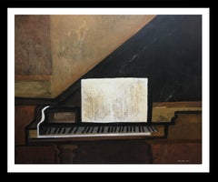 Piano and shett II original expressionist acrylic painting