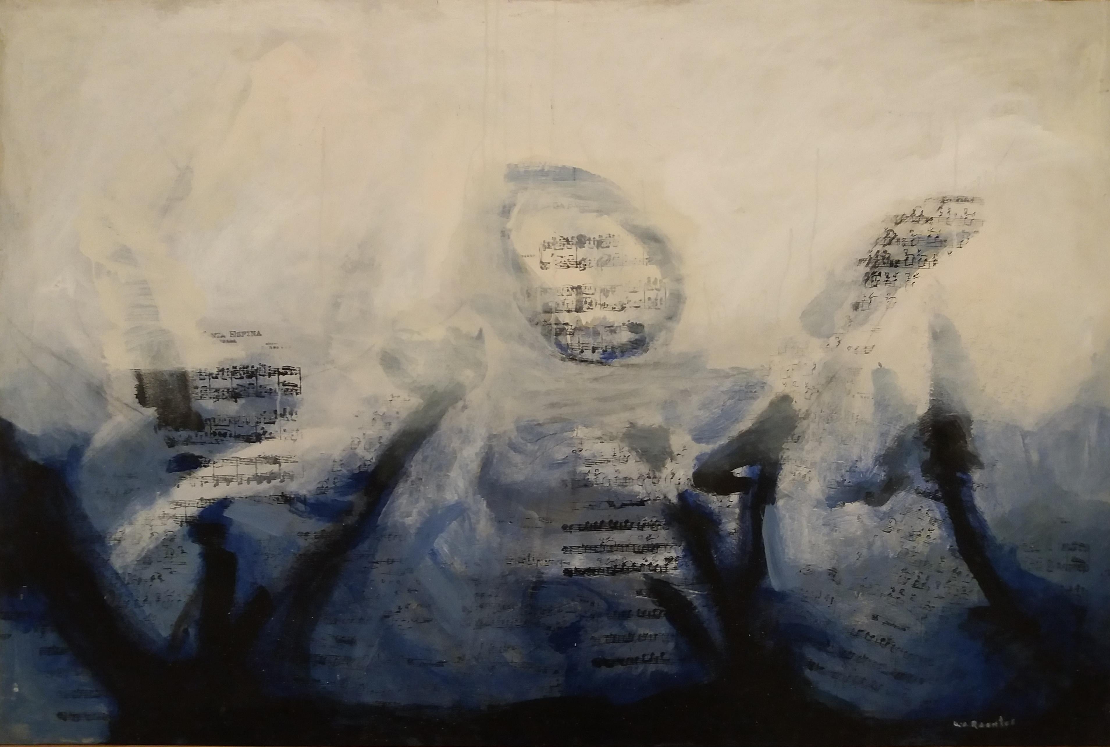 Raventos 10 BLUE Big original expressionistisches Acrylgemälde (Braun), Abstract Painting, von Maria Asuncion Raventos