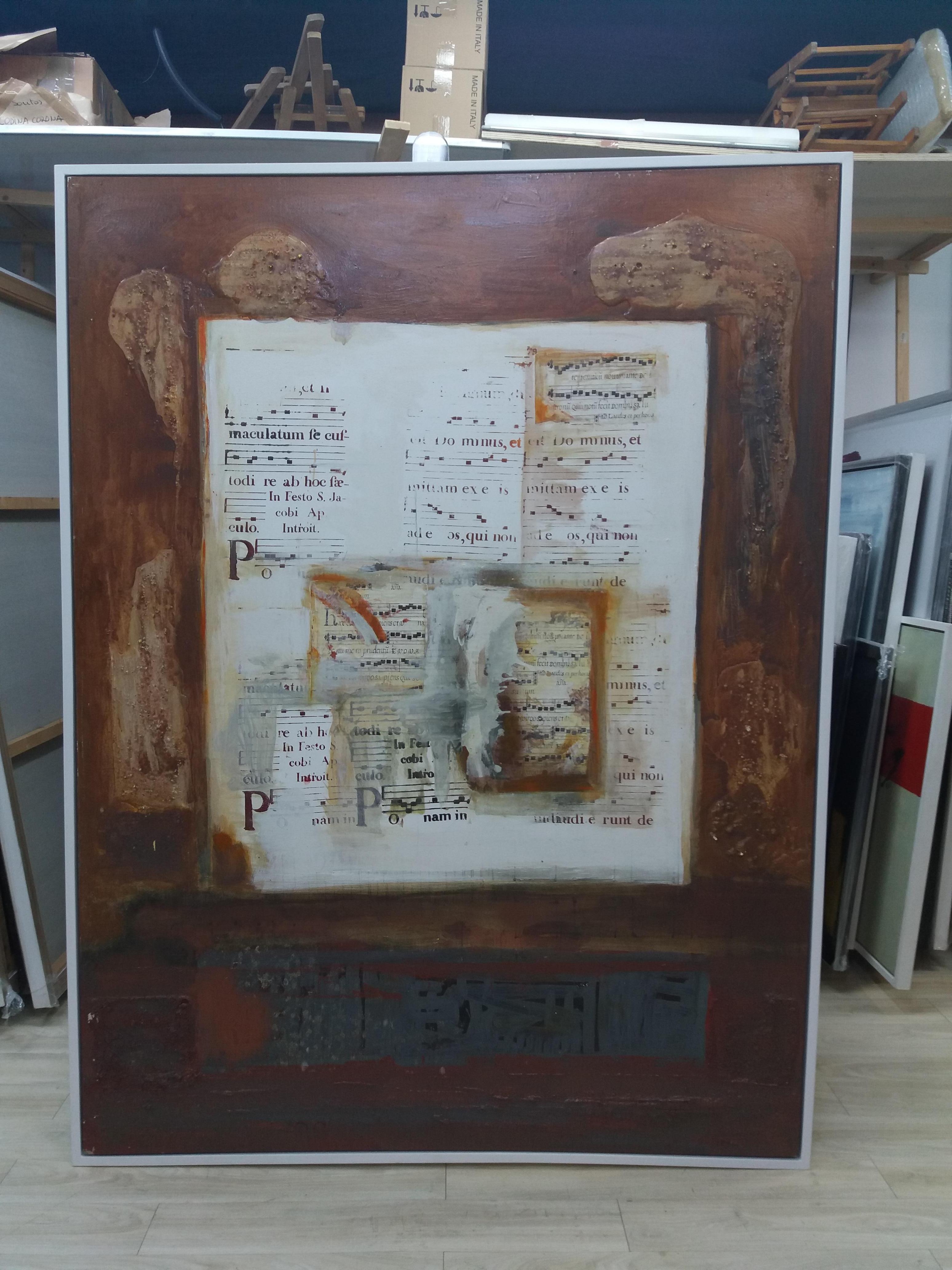 RAVENTOS  Ocra Grande Cantico del tempio  pittura astratta originale a tecnica mista - Painting Astratto di Maria Asuncion Raventos
